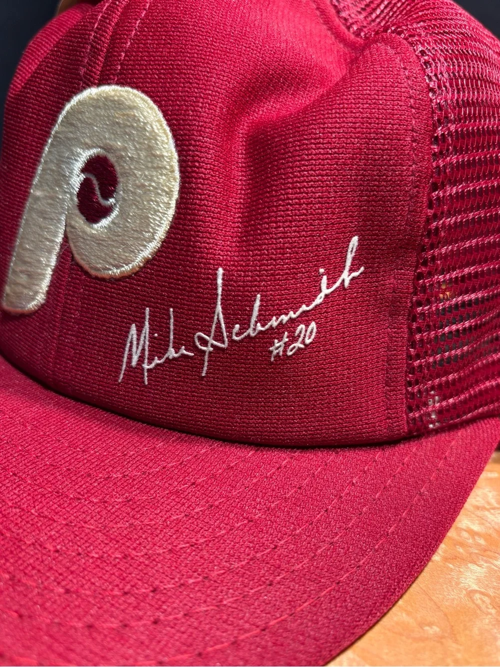 Vtg 1988 AJD Philadelphia Phillies Mike Schmidt #20 Trucker Hat Deadstock.Error!